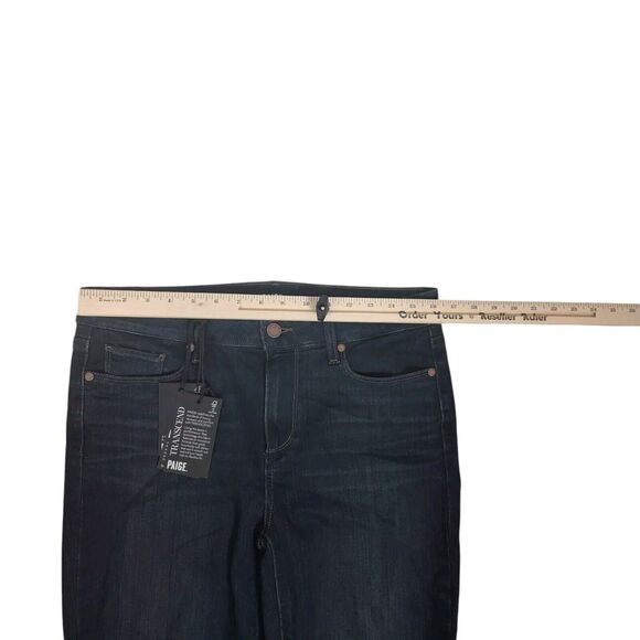 NEW Paige Verdugo Ankle Jean Sz 31 Blue Dark Wash Stretch Transcend Skinny Denim - Picture 12 of 14